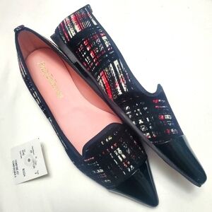 Pretty Ballerinas Tweed Cap Toe Pointed Flats 7.5 Made in Spain